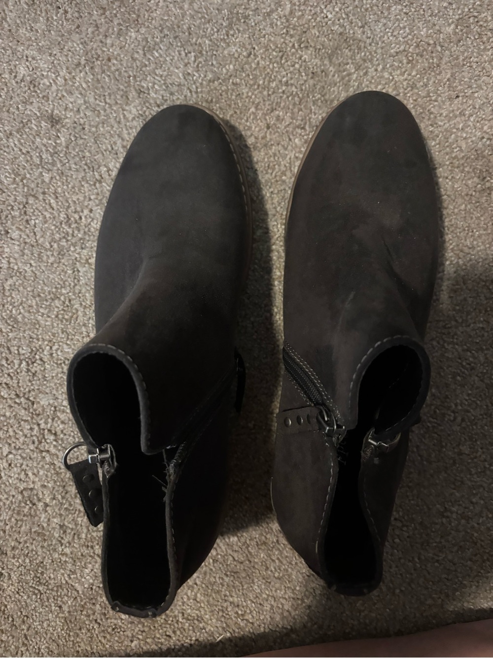Women's Black Suede Ankle Boots - Classic Zip Side